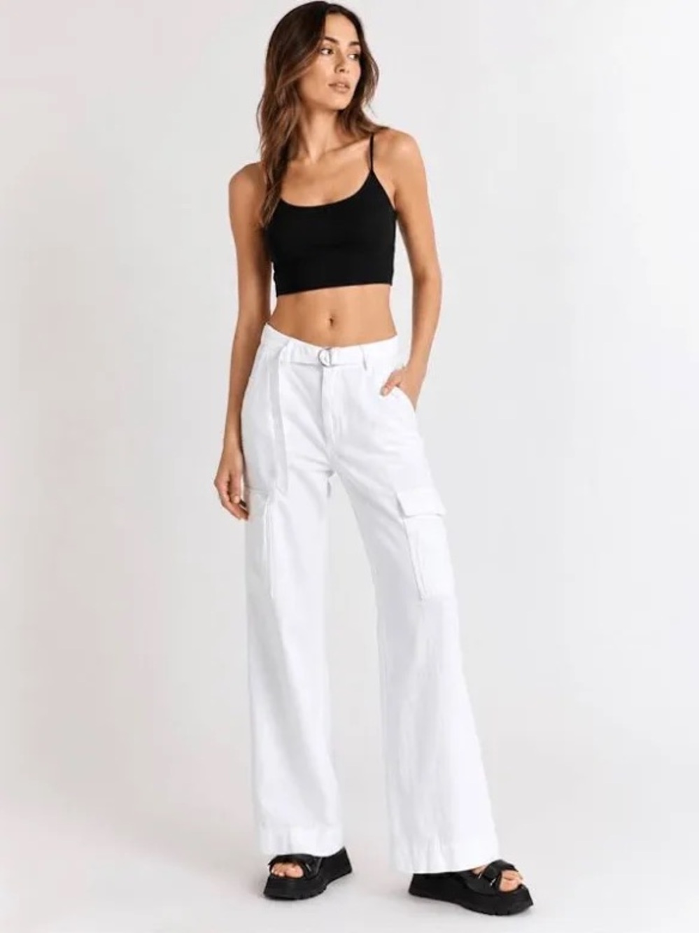 DL1961 Wide-Leg Utility Cargo Pants with Self-Tie Belt - Sz 25 ✨NWT✨